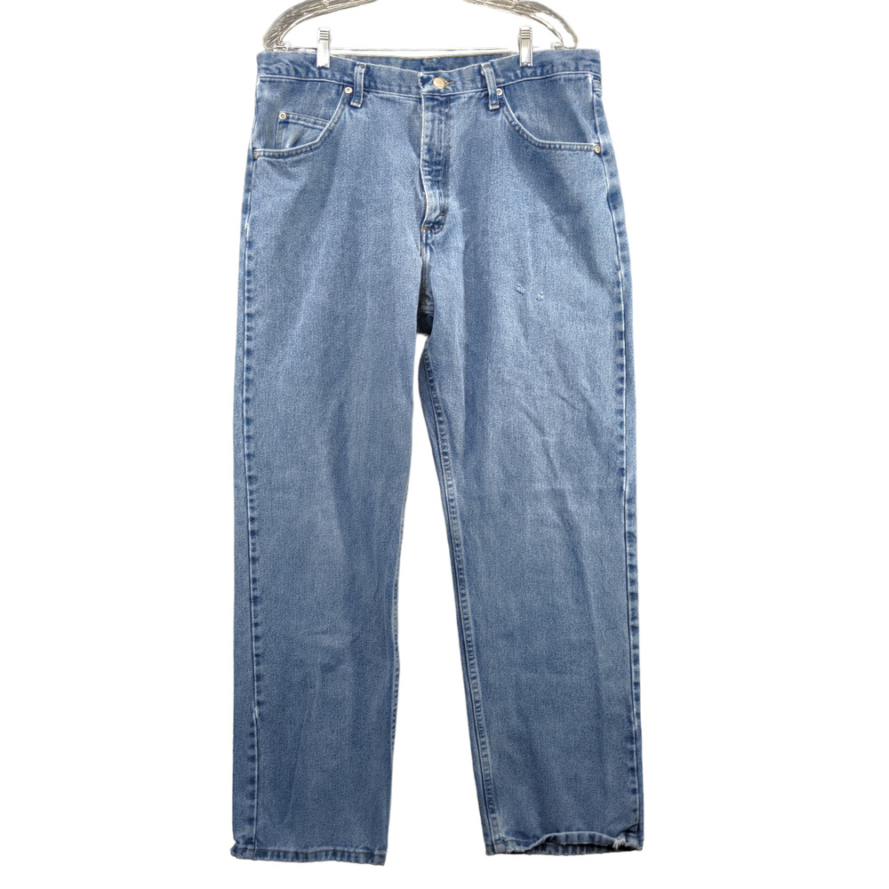 Wrangler Men's Jeans Blue 36x32 Stone Wash Denim Cotton Belt Loops